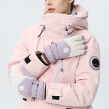 Pair of Warm Plush Touch Screen Winter Ski Gloves Snow Gloves Riding Gloves Purple