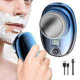 Portable Mini Shaver Electric Shaver Pocket Razor Rechargeable Blue and Silver
