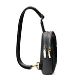 Unisex PU Sling Bag Fanny Pack Chest Pack Crossbody Bag Black