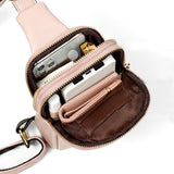 Unisex PU Sling Bag Fanny Pack Chest Pack Crossbody Bag Pink
