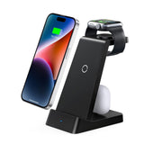 3 in 1 15W Qi Fast Charger Charging Station for iPhone/Apple Watch/AirPods Black