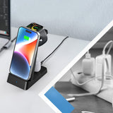 3 in 1 15W Qi Fast Charger Charging Station for iPhone/Apple Watch/AirPods Black