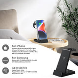 3 in 1 15W Qi Fast Charger Charging Station for iPhone/Apple Watch/AirPods Black