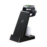 3 in 1 15W Qi Fast Charger Charging Station for iPhone/Apple Watch/AirPods Black