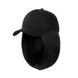 Adjustable Wig Hat Baseball Cap Hair Extensions Hat Sun Visor Cap for Women Girls Natural Black