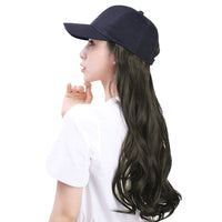 Black Curly Long Wig Hat Adjustable Baseball Cap Hat Sun Visor Cap for Women Girls