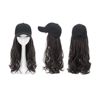 Black Curly Long Wig Hat Adjustable Baseball Cap Hat Sun Visor Cap for Women Girls