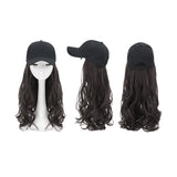 Black Curly Long Wig Hat Adjustable Baseball Cap Hat Sun Visor Cap for Women Girls