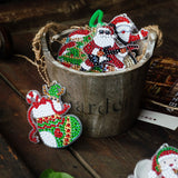 15Pcs DIY Christmas Acrylic Diamond Painting Keychain Xmas Hanging Key Ring Pendant Style 1