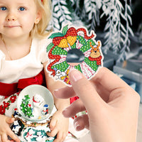 15Pcs DIY Christmas Acrylic Diamond Painting Keychain Xmas Hanging Key Ring Pendant Style 2