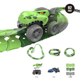 92Pcs Changeable Track Dinosaur Racing Car Set Kids Light Up Dinosaur Car Toy