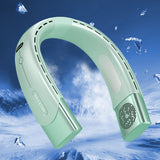 Hanging Neck Fan Wearable Bladeless Fan USB Rechargeable Cooling Fan with 5 Speed Adjustment Green