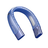 Hanging Neck Fan Wearable Bladeless Fan USB Rechargeable Cooling Fan with 5 Speed Adjustment Blue