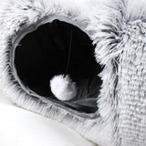 Plush Cat Tunnel with Cat Bed Pet Cat Tunnel Toys Gray