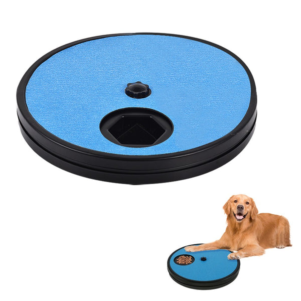 Non-Slip Pet Dog Scratch Board Rotating Round Dog Nail Scratch Pad with 6 Snack Compartments Blue