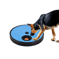 Non-Slip Pet Dog Scratch Board Rotating Round Dog Nail Scratch Pad with 6 Snack Compartments Blue