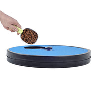Non-Slip Pet Dog Scratch Board Rotating Round Dog Nail Scratch Pad with 6 Snack Compartments Blue