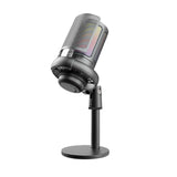 USB Condenser Microphone Gaming Mic with RGB Light for PC Gaming Live Recording Streaming Black
