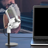 USB Condenser Microphone Gaming Mic with RGB Light for PC Gaming Live Recording Streaming White