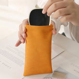 2Pcs Squeeze Top Glasses Pouches Portable Leather Sunglasses Storage Bags Travel Glasses Pouch Blue and Orange