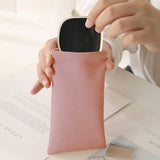2Pcs Squeeze Top Glasses Pouches Portable Leather Sunglasses Storage Bags Travel Glasses Pouch Green and Pink