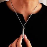 Stainless Steel Meditation Necklace Breathing Necklace Silver