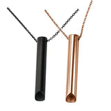 2Pcs Stainless Steel Meditation Necklace Breathing Necklaces Black and Rose Gold