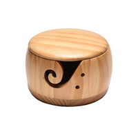 Wooden Yarn Bowl with Lid Knitting Container Storage Bowl Home Sewing Supplies Wood Color