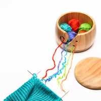 Wooden Yarn Bowl with Lid Knitting Container Storage Bowl Home Sewing Supplies Wood Color