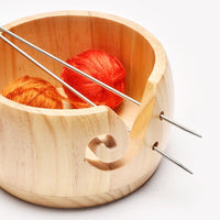 Wooden Yarn Bowl with Lid Knitting Container Storage Bowl Home Sewing Supplies Wood Color