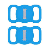 2PCS Silicone Protective Holder Portable Anti Lost Cover Compatible for AirTag and Pet Collar Blue