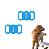 2PCS Silicone Protective Holder Portable Anti Lost Cover Compatible for AirTag and Pet Collar Blue