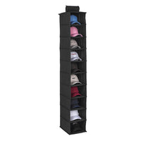 10-Pocket Hanging Hat Rack  Closet Cap Organizer for Baseball Shoes Black
