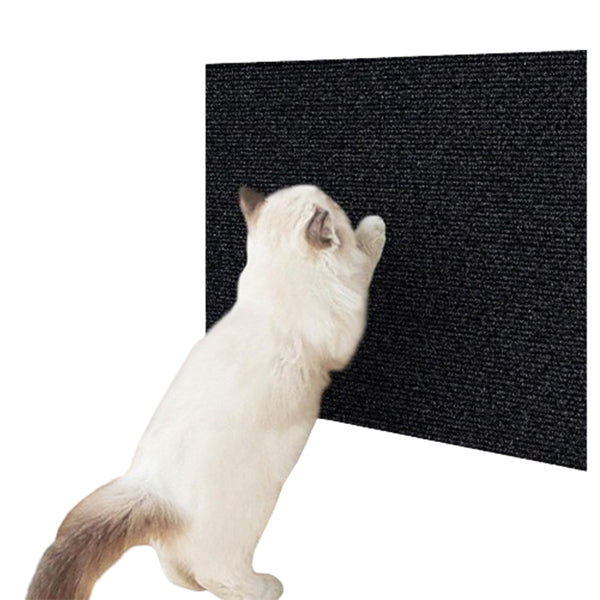 100x40cm Self-Adhesive Cat Scratching Mat Cuttable Climbing Cat Scratcher Pad Scratching Board Mat Black