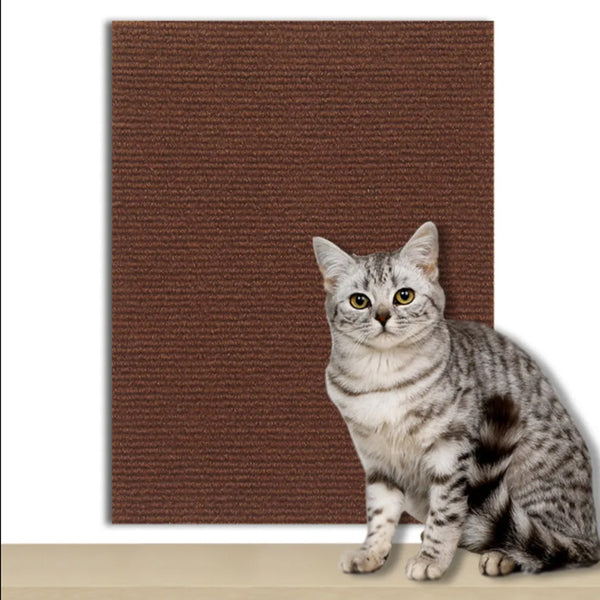 100x40cm Self-Adhesive Cat Scratching Mat Cuttable Climbing Cat Scratcher Pad Scratching Board Mat Coffee