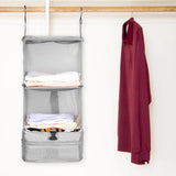 Foldable Storage Shelf Travel Packing Cube Portable Hanging Wardrobe Clothes Organizer Grey