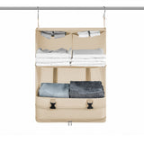 Foldable Storage Shelf Travel Packing Cube Portable Hanging Wardrobe Clothes Organizer Khaki