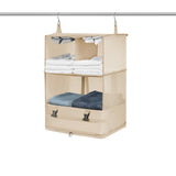 Foldable Storage Shelf Travel Packing Cube Portable Hanging Wardrobe Clothes Organizer Khaki