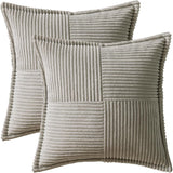 2Pcs Boho Splicing Striped Corduroy Pillow Covers Cross Stitching Textured Throw Pillowcases Home Decor Grey