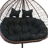 Love Seat Hanging Egg Chair Cushion Swing Chair Seat Pad for Patio Furniture Black
