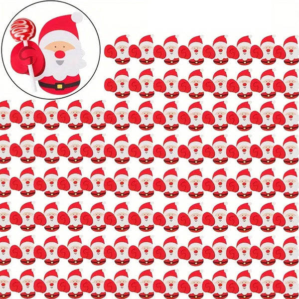 100Pcs Christmas Lollipop Holders Cartoon Lollipop Candy Paper Card for Kids Gift Package Decor Style 1