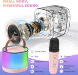 Portable Bluetooth Karaoke Machine with 2 Microphones RGB LED Dynamic Bluetooth Speaker Pink