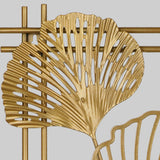 4Pcs 3D Metal Leaves Wall Art Decor Modern Hanging Wall Decoration for Home Hotel Office Gold