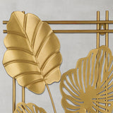 4Pcs 3D Metal Leaves Wall Art Decor Modern Hanging Wall Decoration for Home Hotel Office Gold
