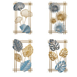 4Pcs 3D Metal Leaves Wall Art Decor Modern Hanging Wall Decoration for Home Hotel Office Mix Color