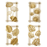 4Pcs 3D Metal Leaves Wall Art Decor Modern Hanging Wall Decoration for Home Hotel Office Gold