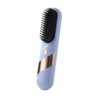 2-in-1 Cordless Hair Straightener Brush Portable Hair Comb with LED Display Hair Styling Tool Purple