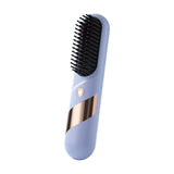 2-in-1 Cordless Hair Straightener Brush Portable Hair Comb with LED Display Hair Styling Tool Purple