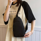 Solid Color Crossbody Bag with Zipper Closure Adjustable Strap Casual Commuting Sling Bag Black