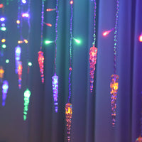 4-Meter Solar LED Icicle Light Falling Rain Curtain Fairy String Lights for Outdoor Party Decor Multicolour